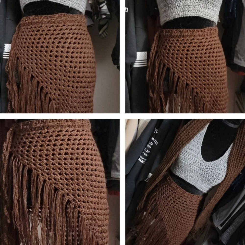 Brown Fringe Crochet Skirt